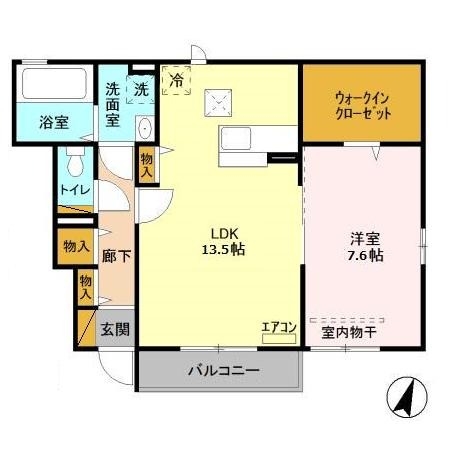 サウス・クレスト　A 1階の物件の間取図