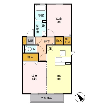 サンク・ルナ F 1階の物件の間取図