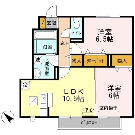 ラヴェスト・コート D 1階の物件の間取図