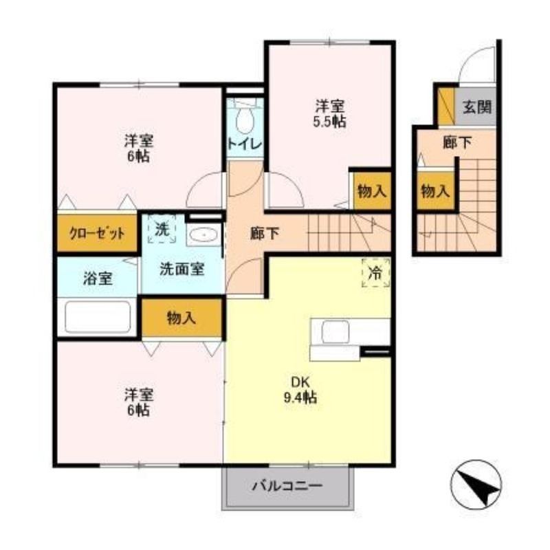 パークシティ土合 B 2階の物件の間取図