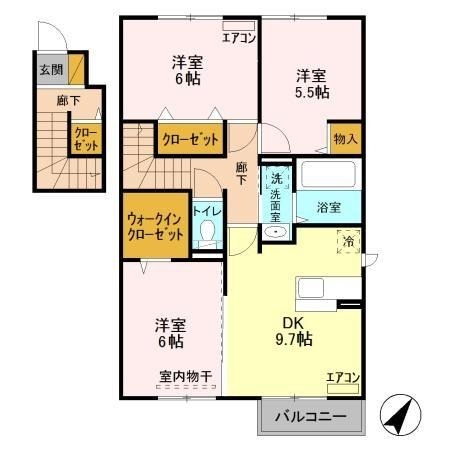 メゾンドール三笠 2階の物件の間取図