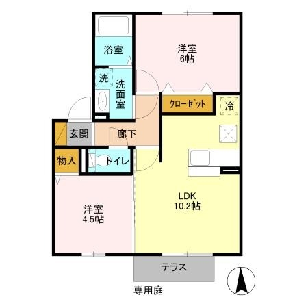 グラマードマレ　A 1階の物件の間取図