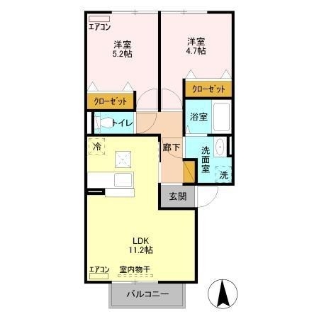 グラマードマレ B 1階の物件の間取図