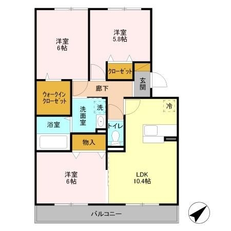 グランドール ソシア 2階の物件の間取図