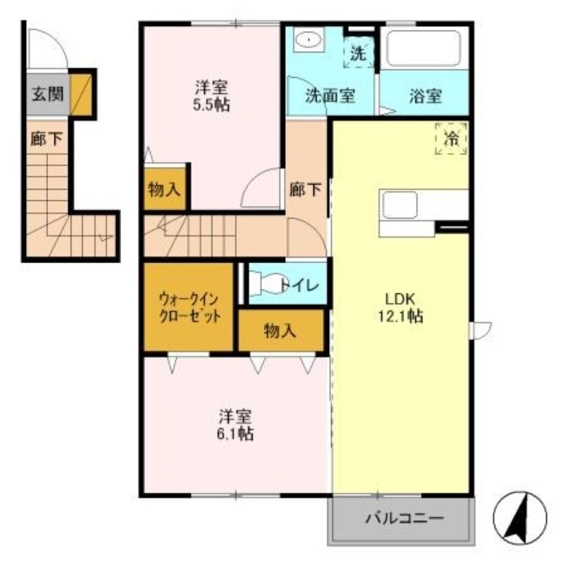 ロイヤルスクエア　Ｄ 1階の物件の間取図