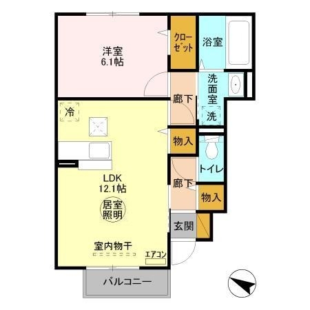 グラマードマレⅢ　Ｅ 1階の物件の間取図
