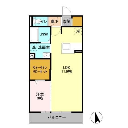 ディアマント A 3階の物件の間取図