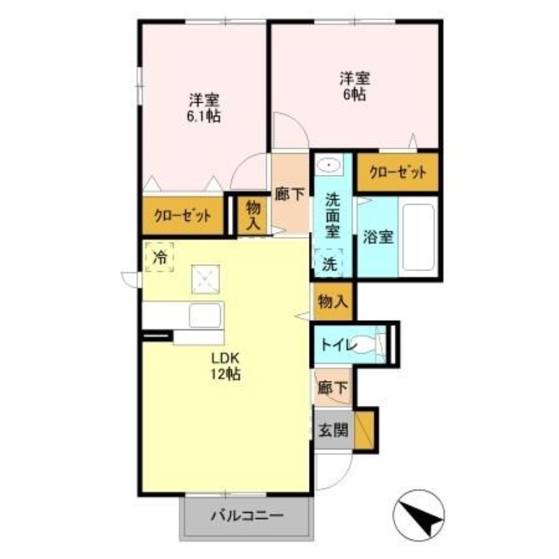 プリマベーラ B 1階の物件の間取図