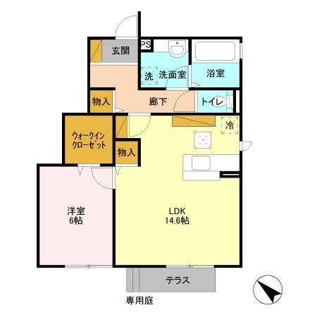 ヴェスタ　A 1階の物件の間取図