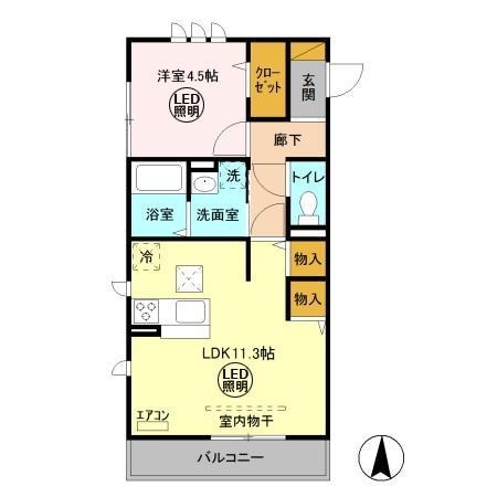 ヒル ヴァレイ　B 1階の物件の間取図