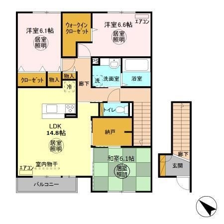 エス プレミアム 京　B 2階の物件の間取図