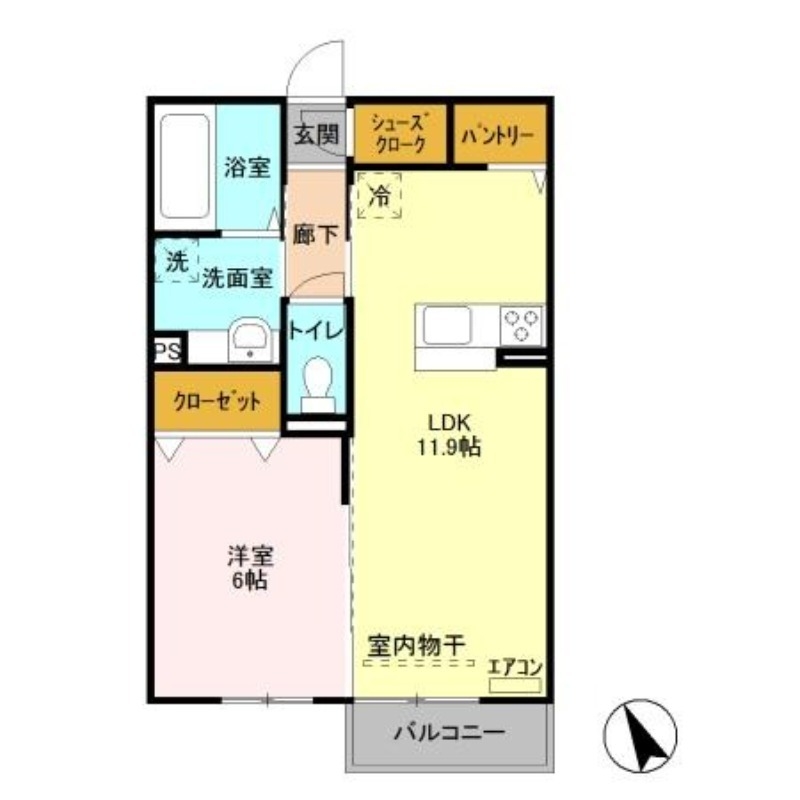 レガート大野原 A 2階の物件の間取図