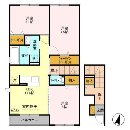 マーブル A 2階の物件の間取図