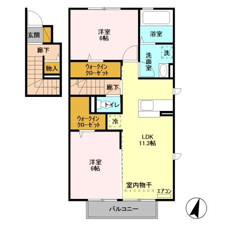 マーブル B 2階の物件の間取図