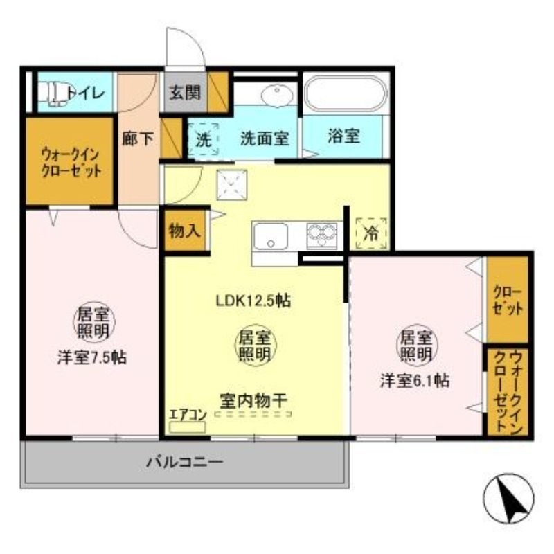 サンク・レーブ A 1階の物件の間取図