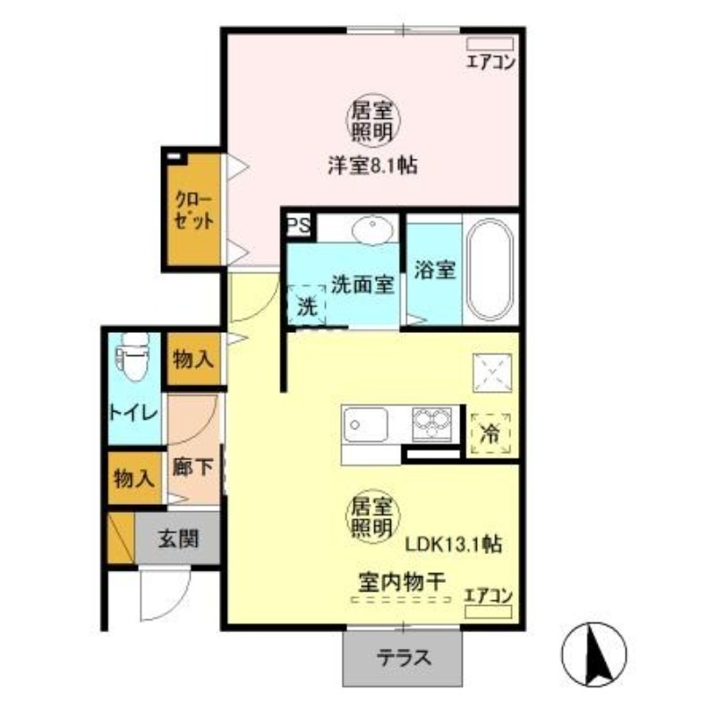 レガート知手　C 1階の物件の間取図