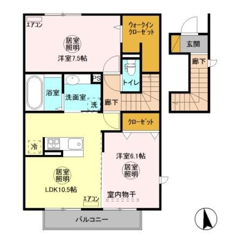 レガート知手　C 2階の物件の間取図