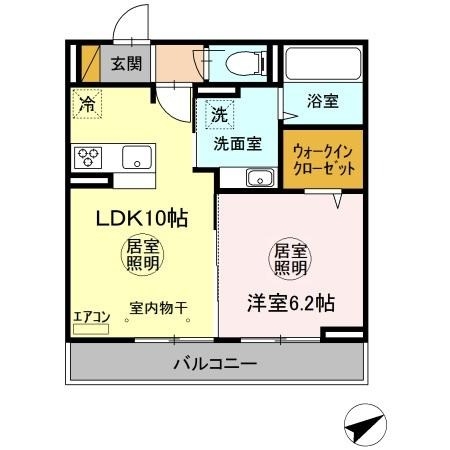 Infinito　A 2階の物件の間取図