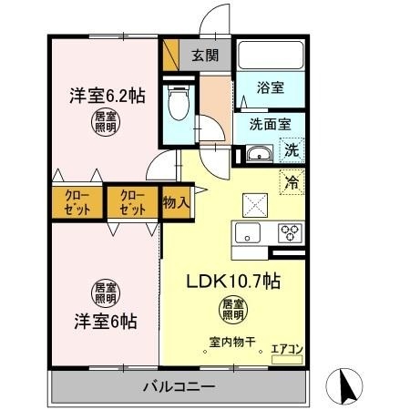 コンフォートⅢ B 1階の物件の間取図