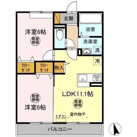 コンフォートⅢ B 3階の物件の間取図